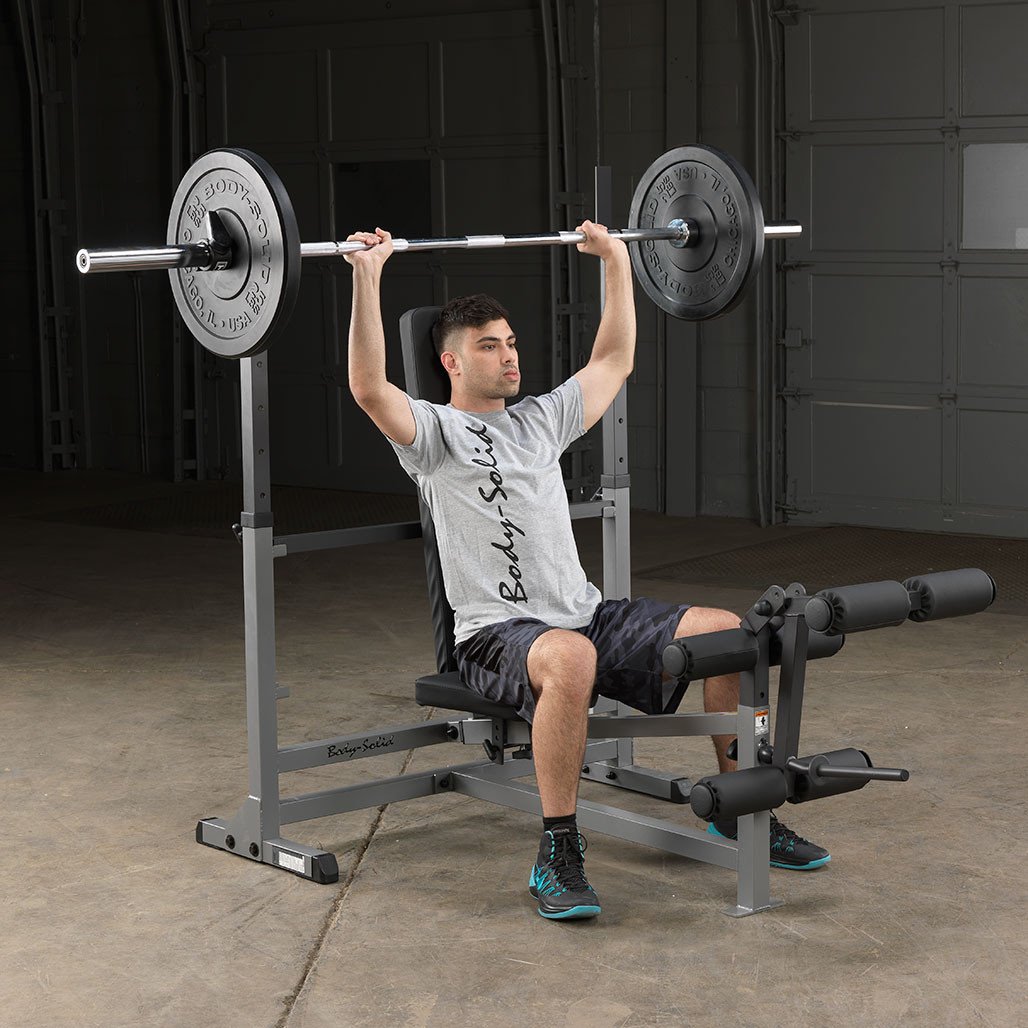 Body-Solid PowerCenter Adjustable Bench with Uprights and Leg Developer - Image 4