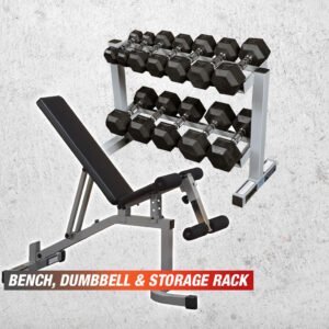 Powerline Adjustable Bench & Dumbbell Combo with Storage Rack