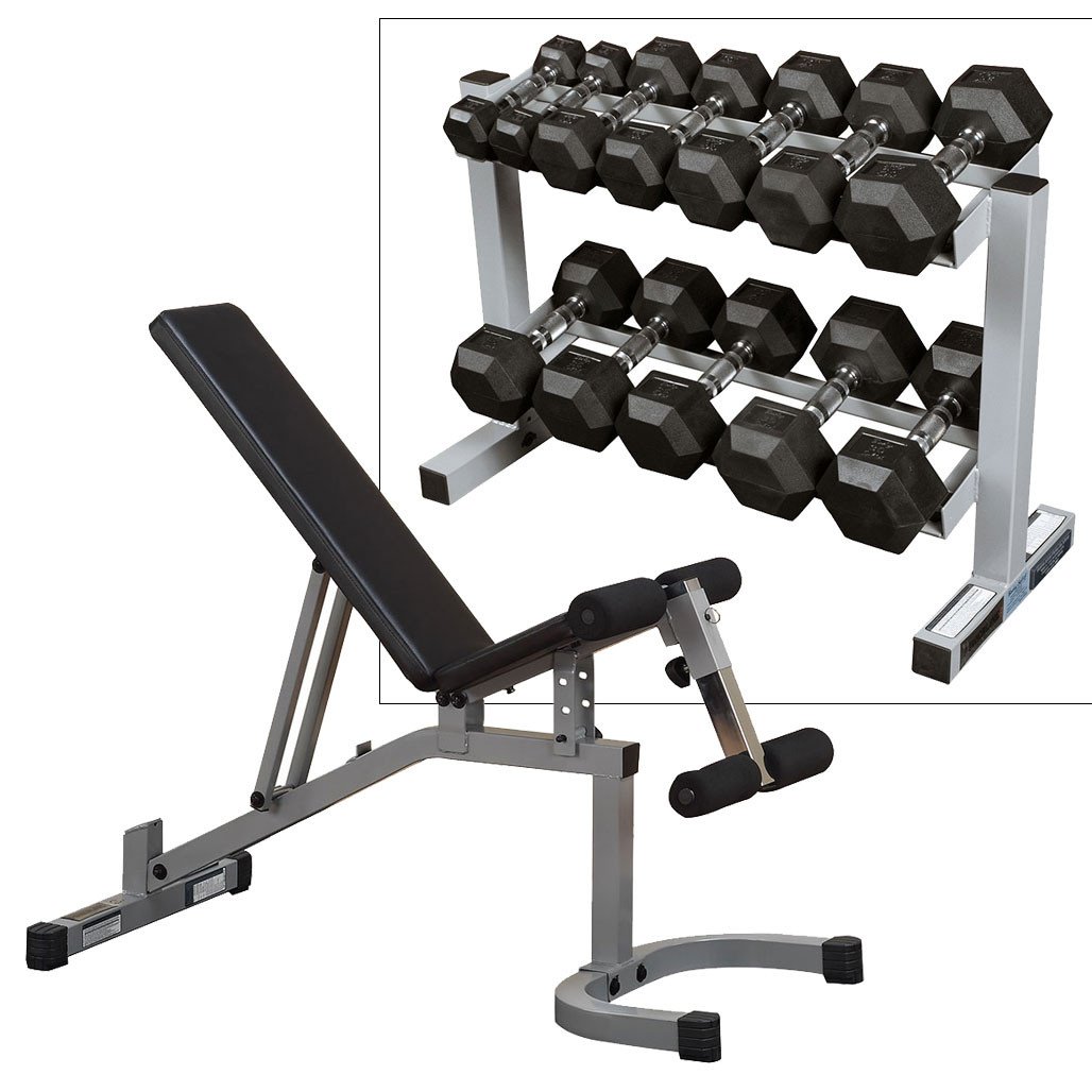 Powerline Adjustable Bench & Dumbbell Combo with Storage Rack - Image 2